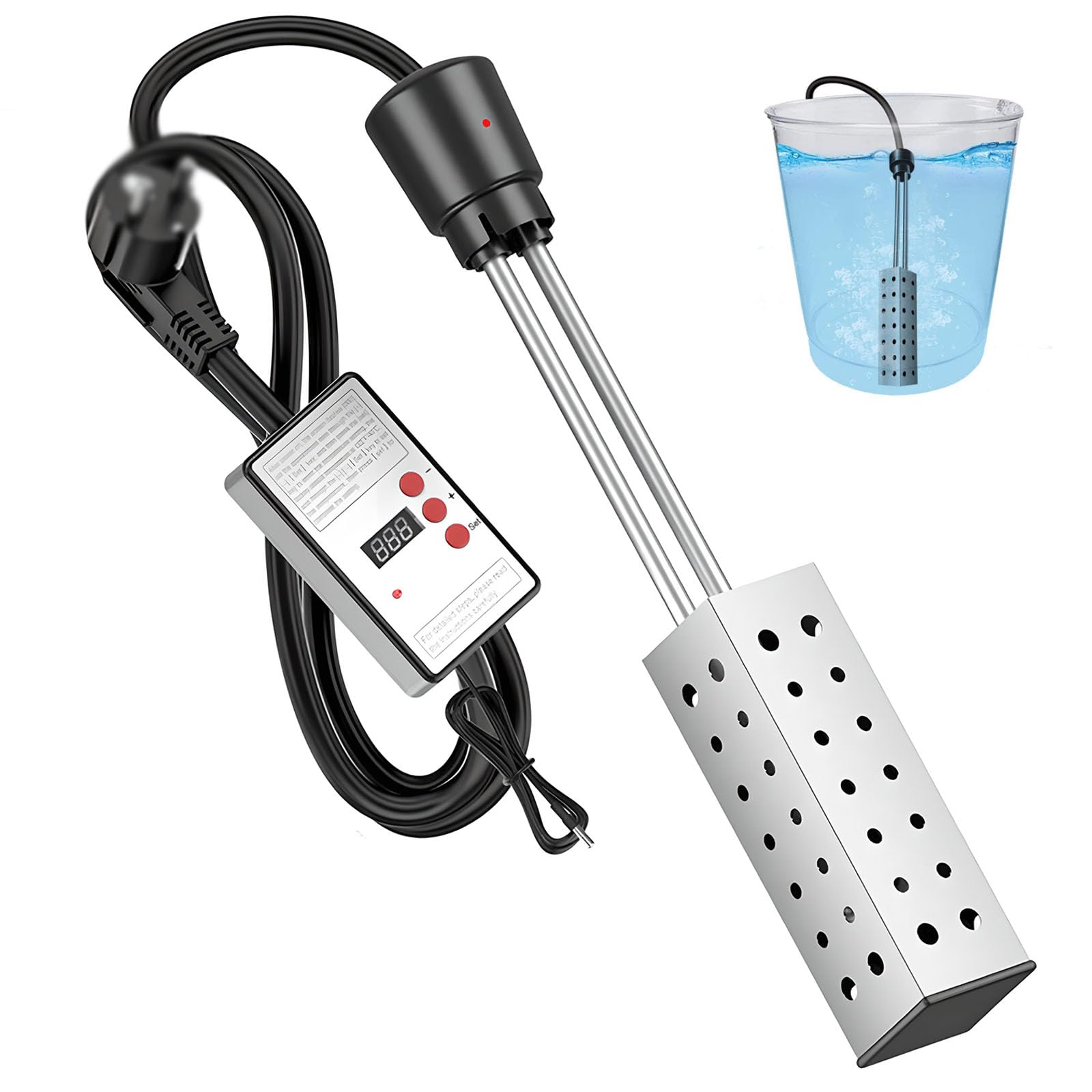 Riscaldatore di Immersione elettrica termostatica 2500w-controller Digitale e Elemento in Acciaio Inossidabile per Vasca, pagaia e Riscaldamento della Piscina Fuori Terra