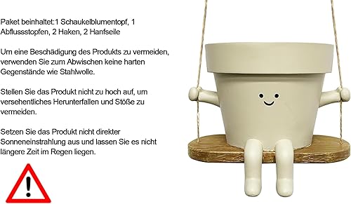 Miniatura 8 de Maceta colgante con cara oscilante  Lindas macetas de resina para interiores y exteriores, suculentascadena de perlas, macetas únicas para sentarse,