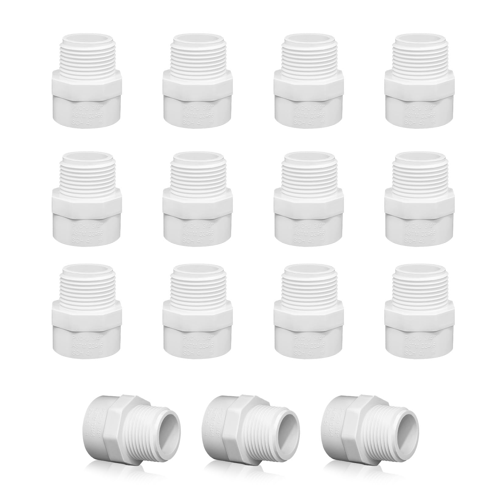 Photo 1 of QruiLanTu 15-Piece 3/4" PVC Pipe Coupling Adapters