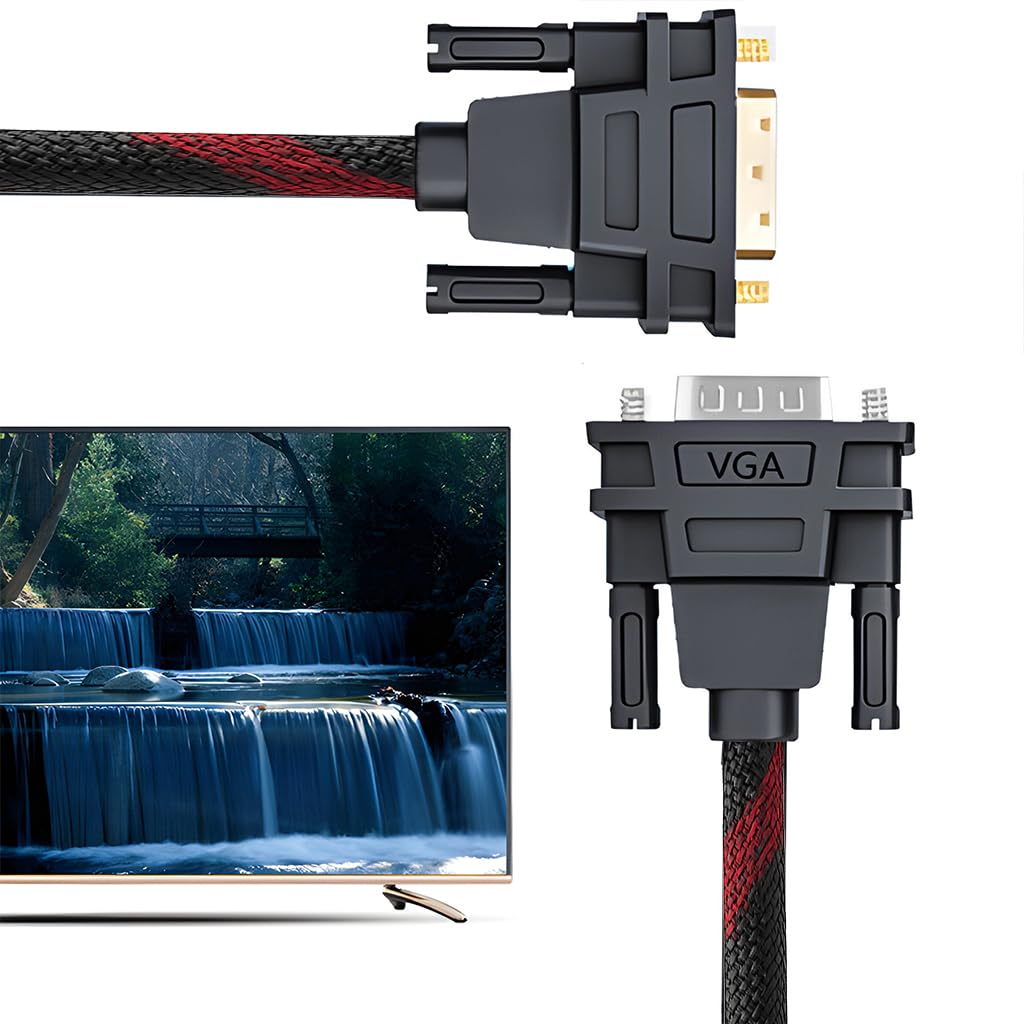 Retoo Cavo DVI-I a VGA 24+5 Dual Link, Lunghezza 1,5m, Interfaccia Maschio-Femmina, Connettori Placcati Oro, Ideale per Monitor CRT, Laptop, PC, Segnale FHD