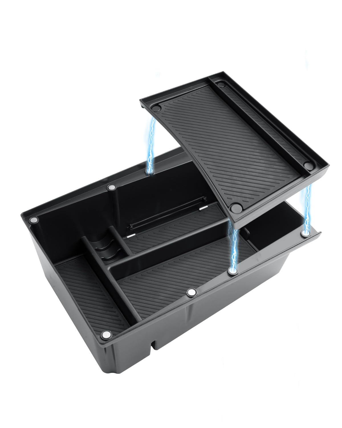 CDEFG Kompatibel mit Kia EV3 2025 2026 Mittelkonsole Aufbewahrungsbox Doppeletage Auto Center Console Organizer Tray EV3 GT Line Zubehör