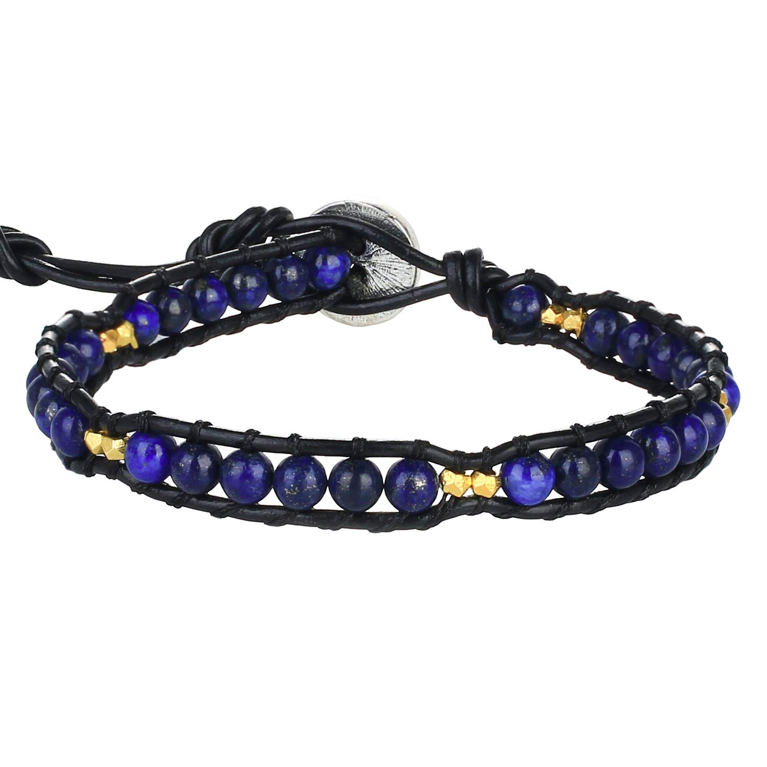KELITCH Wickeln Armbänder Charms Personalisiert Zum Männer Frau Retro Perlen Naturleder Leder Armband