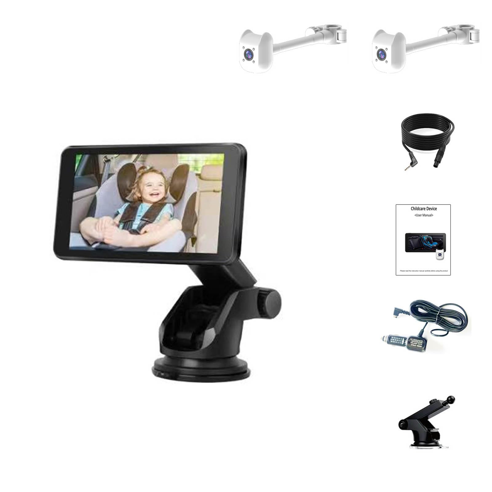 Moniteur pour bébé avec écran 7" Visibilité nocturne pour enfants Familles Installation facile Aucun outil nécessaire Plug and Play Moniteur bébé