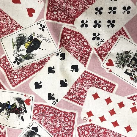 Amazon | 【ピンク系】 不思議の国のアリス 生地 トランプ柄 綿麻