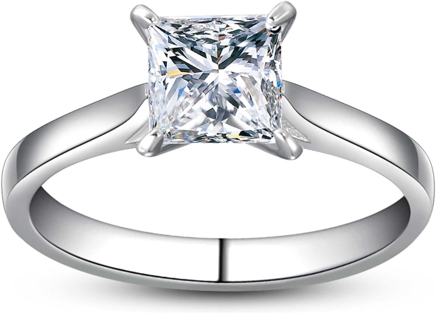 1.5 CT Princess Cut Engagement Ring for Women Silver Cubic Zirconia Wedding Ring CZ Solitaire Promise Rings Birthday Jewelry Gifts for Girlfriend Size 5-10