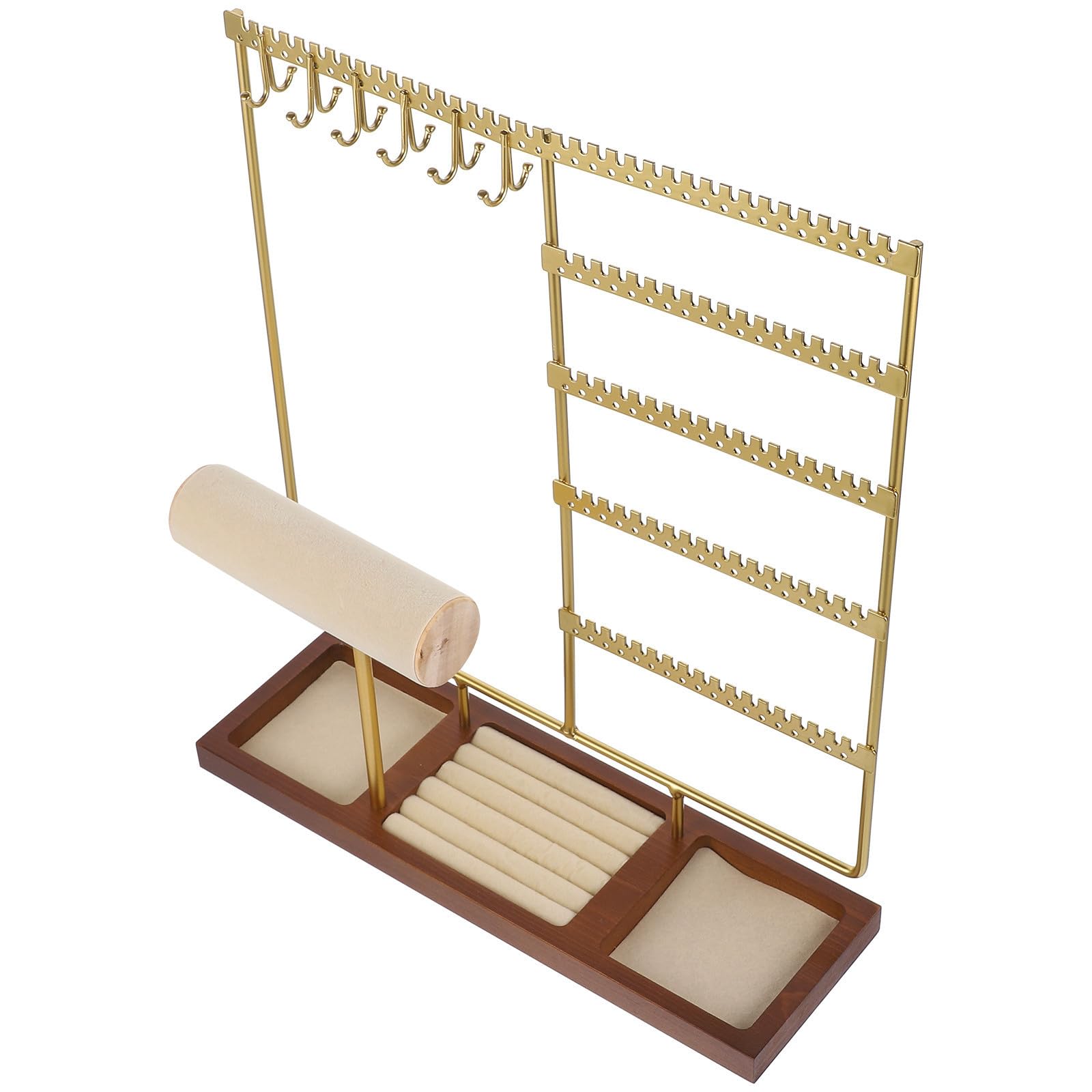 minkissy Organizador de Joyas de Mesa Multiusos en Hierro Dorado Varios Niveles para Collares, Pendientes y Anillos, Soporte Elegante y Funcional para Exhibición