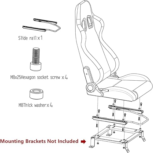 Miniatura 6 de IKON MOTORSPORTS Asientos universales de carreras para combinar con deslizadores duales piel sintética marrón reclinable izquierda derecha