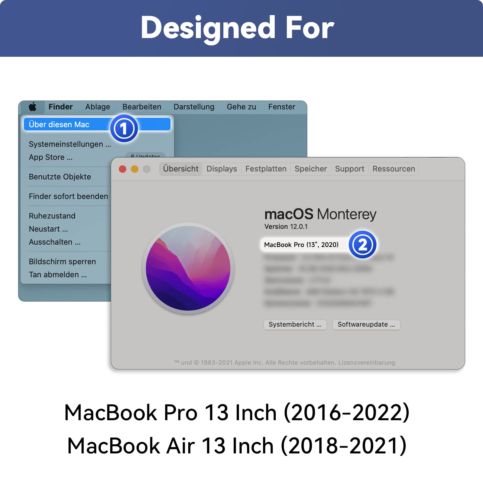 2 Pezzi Pellicola Protettiva Anti Luce Blu per MacBook Air 13 (2018-2021,M1) e MacBook Pro 13 (2016-2022,M1,M2), Protezione Schermo Laptop per Occhi Pellicola Protettiva Antigraffio per Mac 13 Pollici