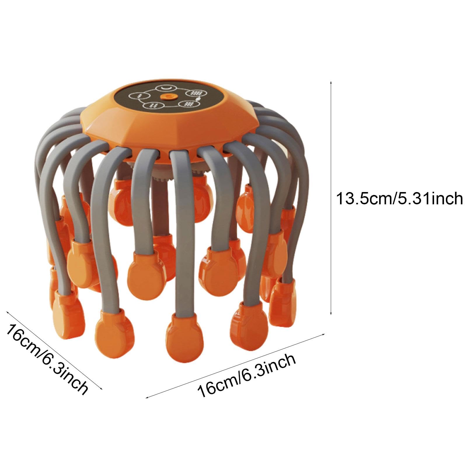 Masajeador de Cabeza Eléctrico con Control de Intensidad Y Modos Variables Diseño Portátil de Pulpo Masaje Escalp Y Relajación Apto para Hombres Y, Naranja