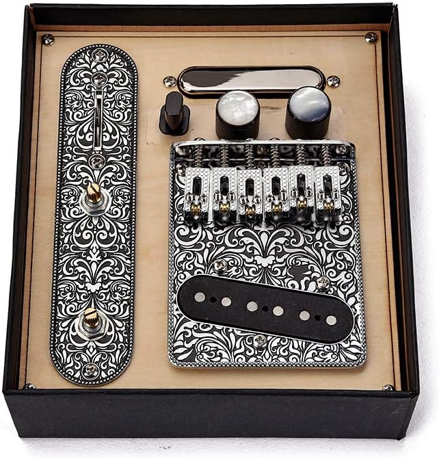 Guitar Saddle Bridge Plate Loaded Alnico V Pickup,Electric Guitar 3 Way Switch Control Plate, Guitar Neck Pickup Set for Telecaster kit Guitar Replacement (GMA14)