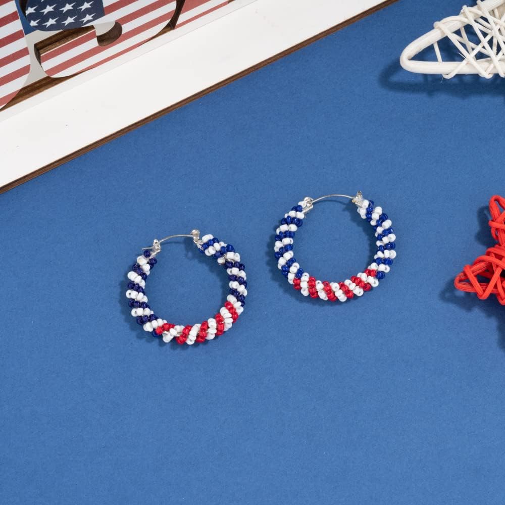 Madison Tyler Americana Collection Jewelry | Red White Blue Star Stud Dangle Earring | 4th of July Americana Flag Earrings | Independence Day Patriotic Earrings