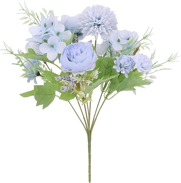 Artificial Peony Flower Bouquets, Fake Peony Silk Hydrangea Bouquet Decor Plastic Carnations Daisy Realistic for Flower Arrangements Wedding Party Bridal Decoration Table Centerpieces