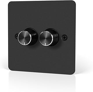 VIPMOON DC12V-24V LED Dimmer Switch 2 Gang 120W PWM Dimmer Push on/off Rotary Brightness Controller for Dimmable Single Color Lights in Camper/Motorhome/Boat/Van/Trailer/Truck/Caravans, Black