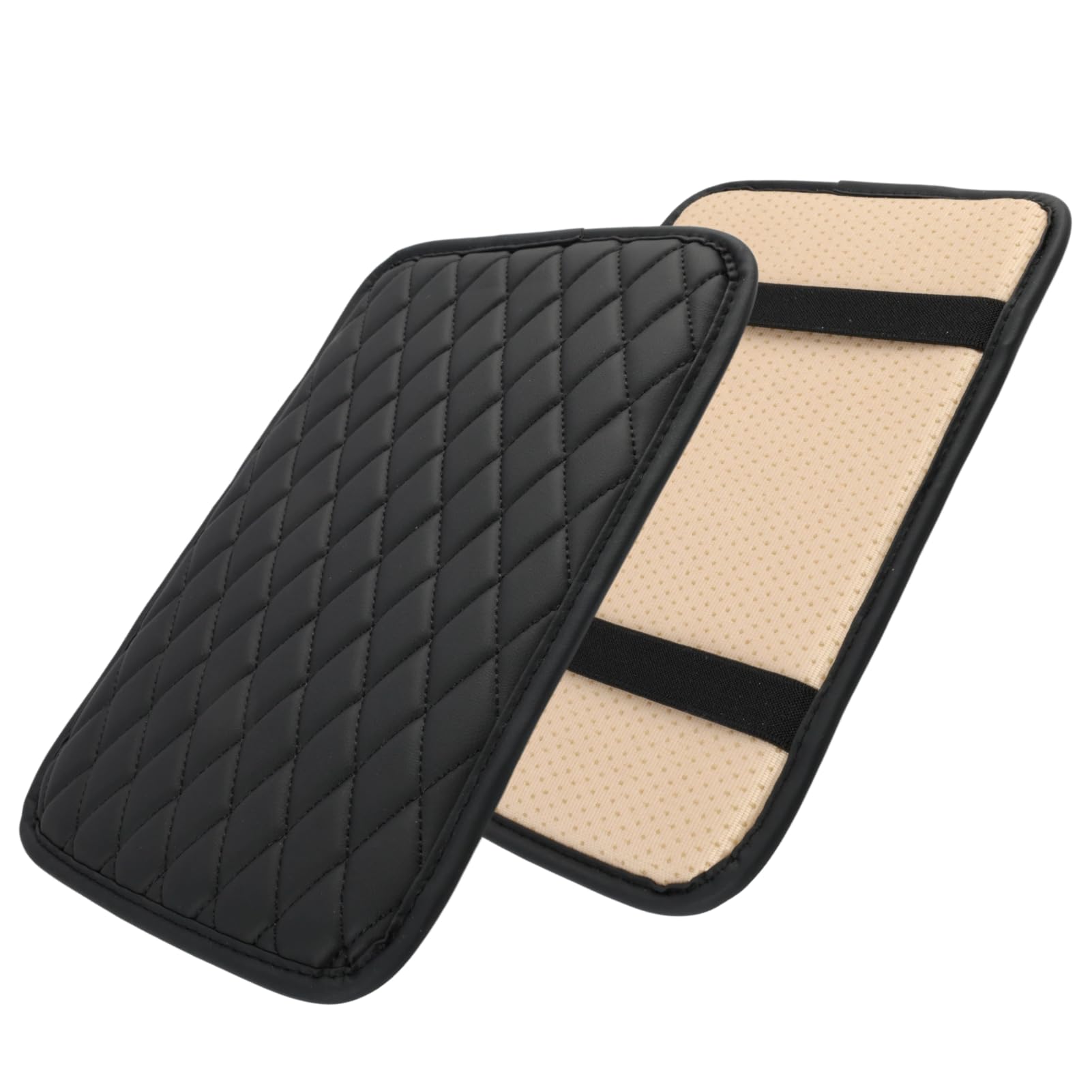 Coussin Accoudoir Voiture Amélioré avec Housse de Console Centrale Voiture en Cuir Noir,Accessoire Universel avec Poches de Rangement, Confort et Praticité pour Voitures Hauteur Augmentée de 1,5cm