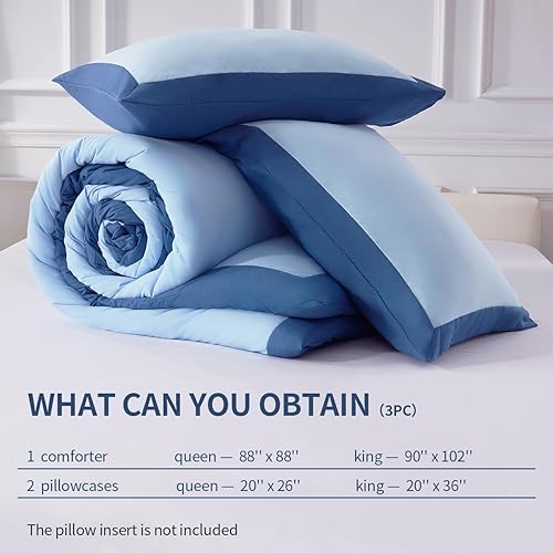 Miniatura 9 de Juego de edredón tamaño Queen, edredones de tamaño Queen adecuados para todas las estaciones, juegos de edredón suave de 3 piezas, 1 edredón (88 x