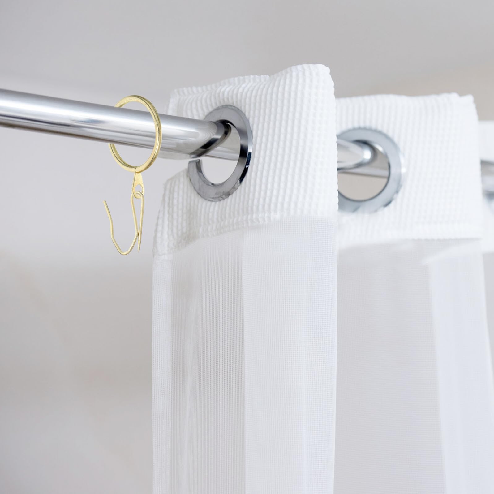 100juegos Anillo de Cortina de Ducha Metálico Paquete con Ojales y Ganchos para Baño para Cortinas de Ventana