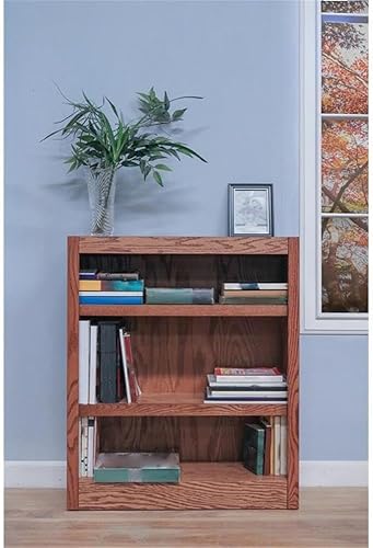 Miniatura 6 de Concepts In Wood Midas - Estantería de tres estantes de 36 pulgadas de alto, acabado de roble medio