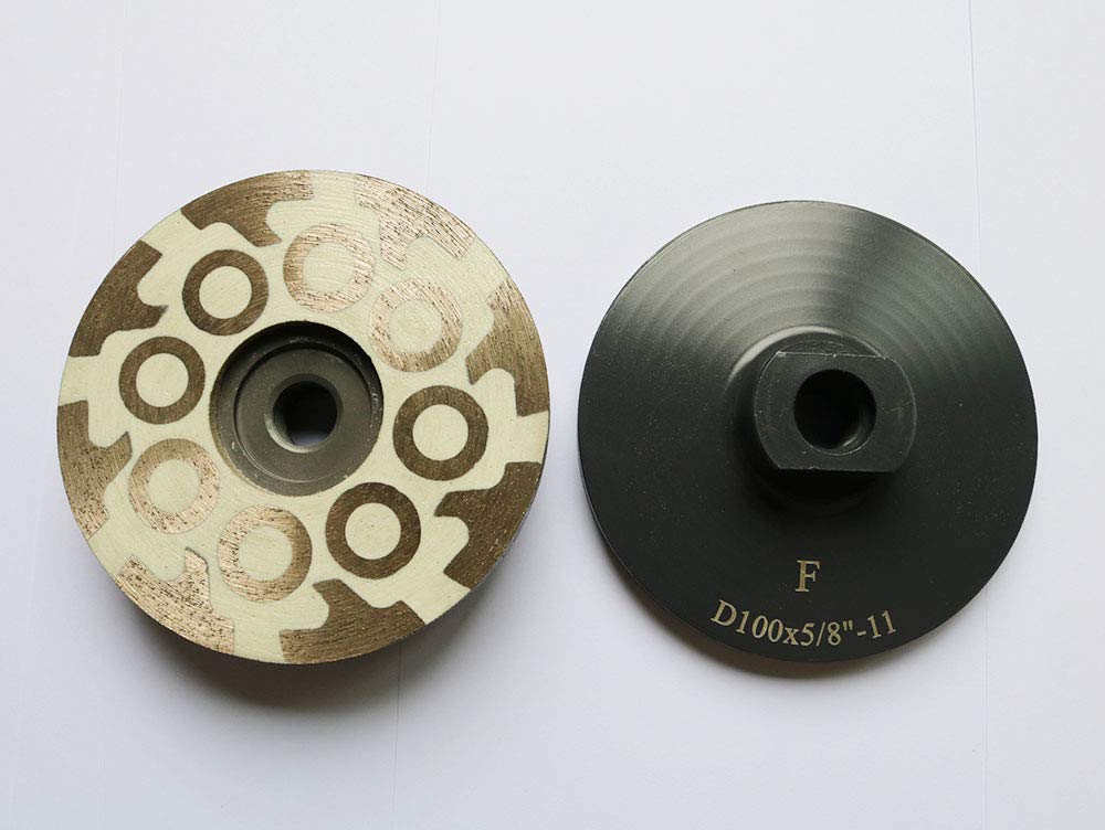 JDK 4 Inch Diamond Resin Filled Cup Wheel Grinding Wheel with Thread 5/8“-11 for Granite Stone and Tiles (Fine)