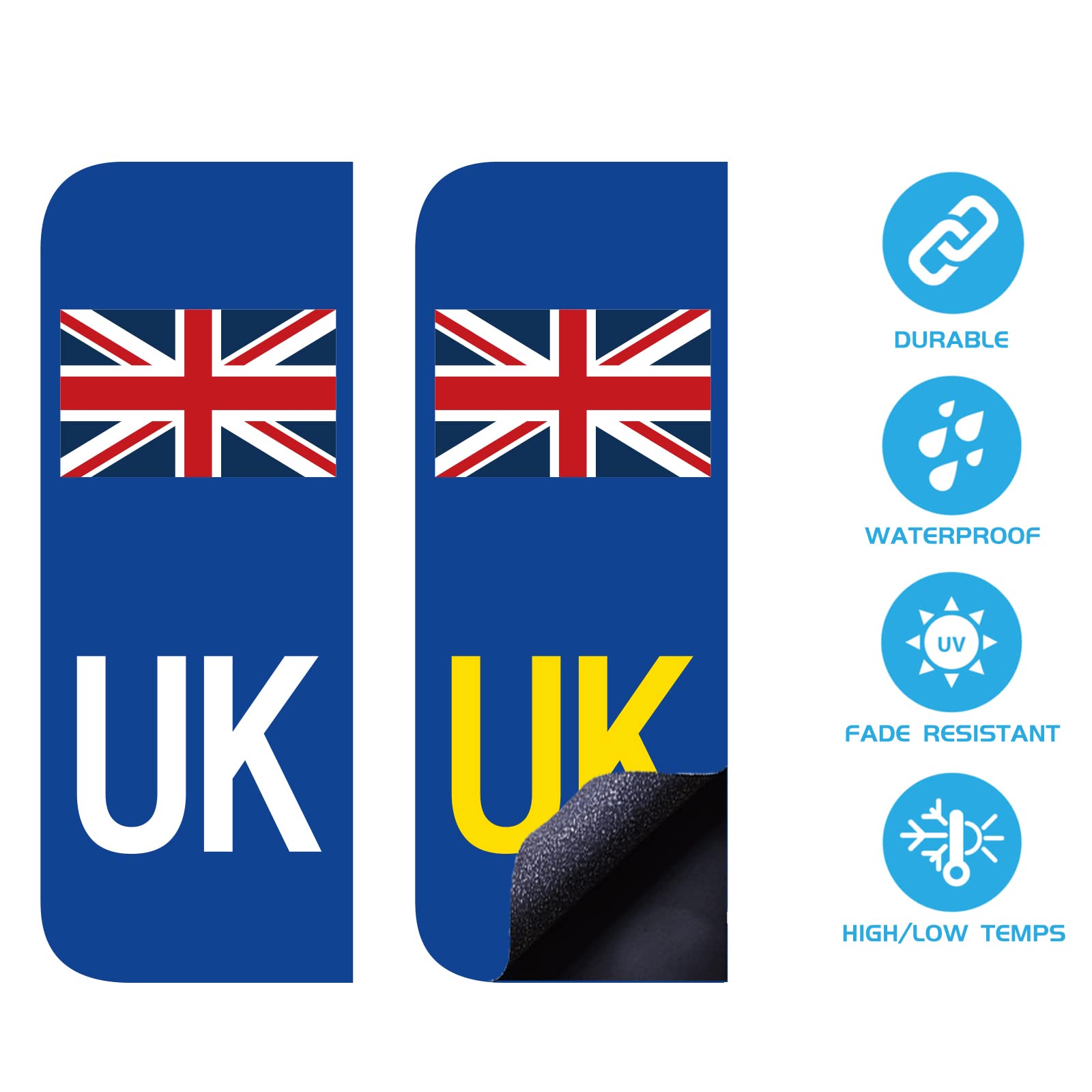 4 Adesivi Per Auto UK (Regno Unito) In Vinile - Conformi Alle Norme DVLA Post-Brexit - Sostituiscono Il Marchio GB - Impermeabili E UV Resistenti