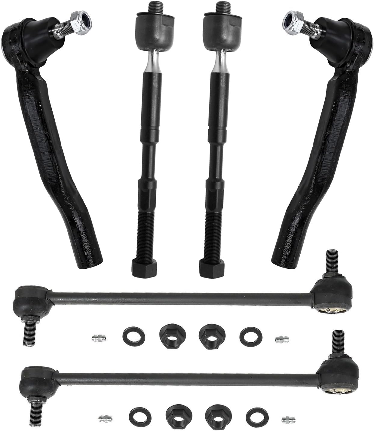 Detroit Axle - Front Tie Rods Sway Bars Kit for Toyota 2011-2018 Sienna, 4 Inner Outer Tie Rod Ends 2 Sway Bar Links 2012 2013 2014 2015 2016 2017 Replacement