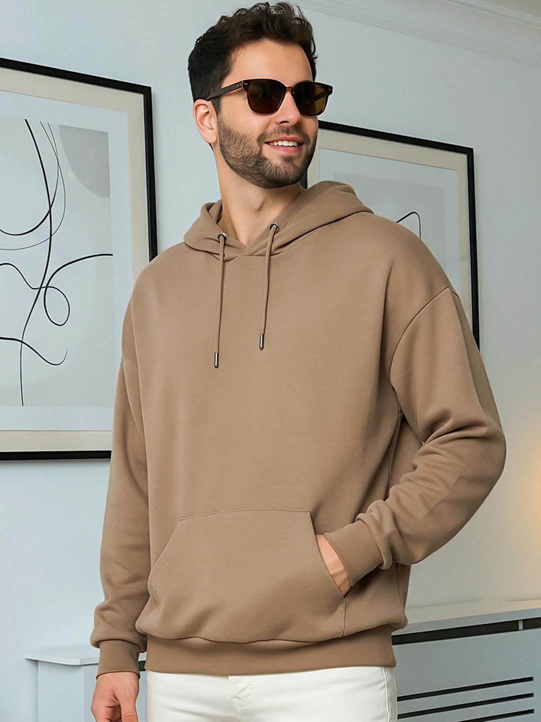 Bewakoof Bluza z kapturem dla mężczyzn, Imbirowy korzeń_687574, XXL