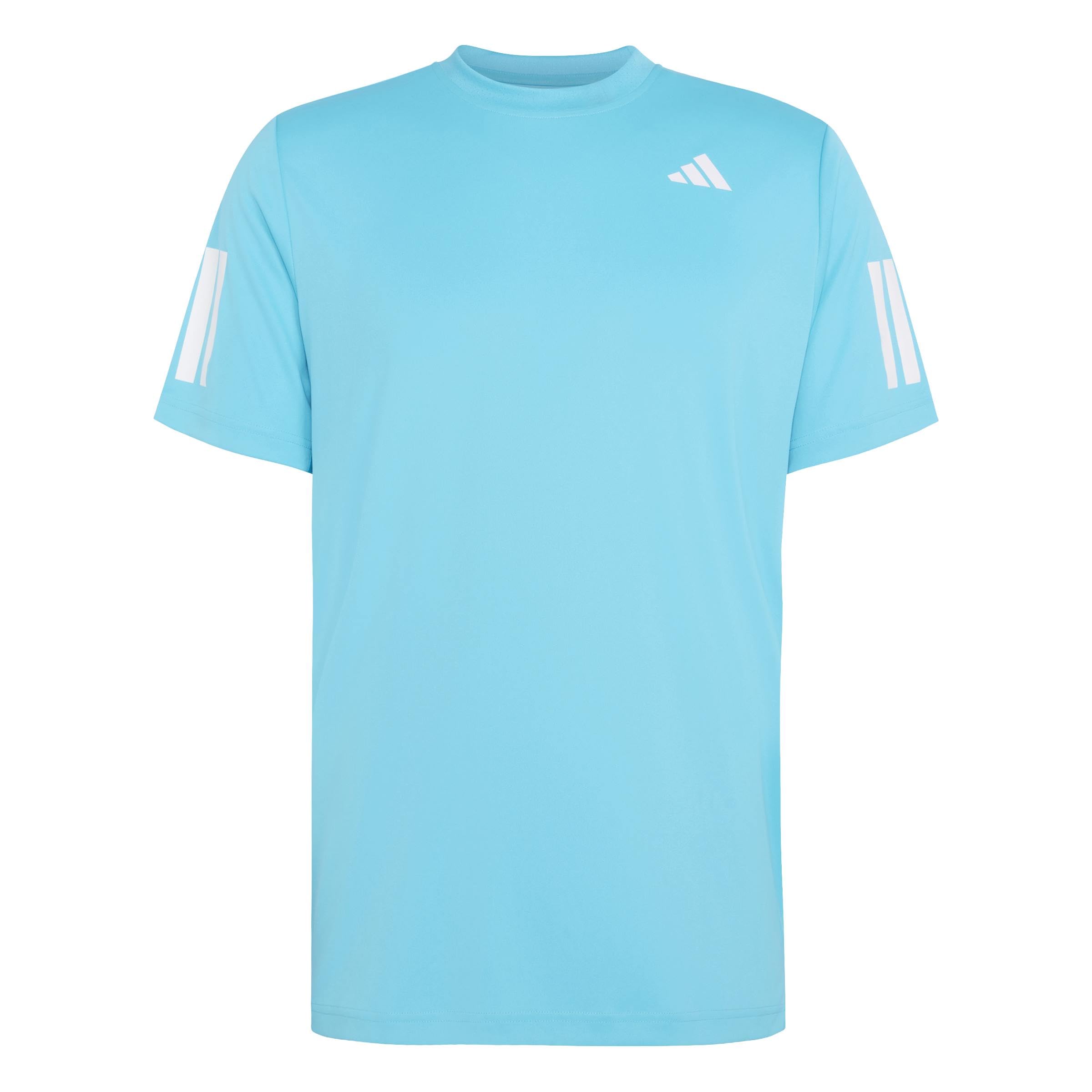 adidas Men's Club Tennis Climacool 3-Stripes T-Shirt, Signal Cyan, XL