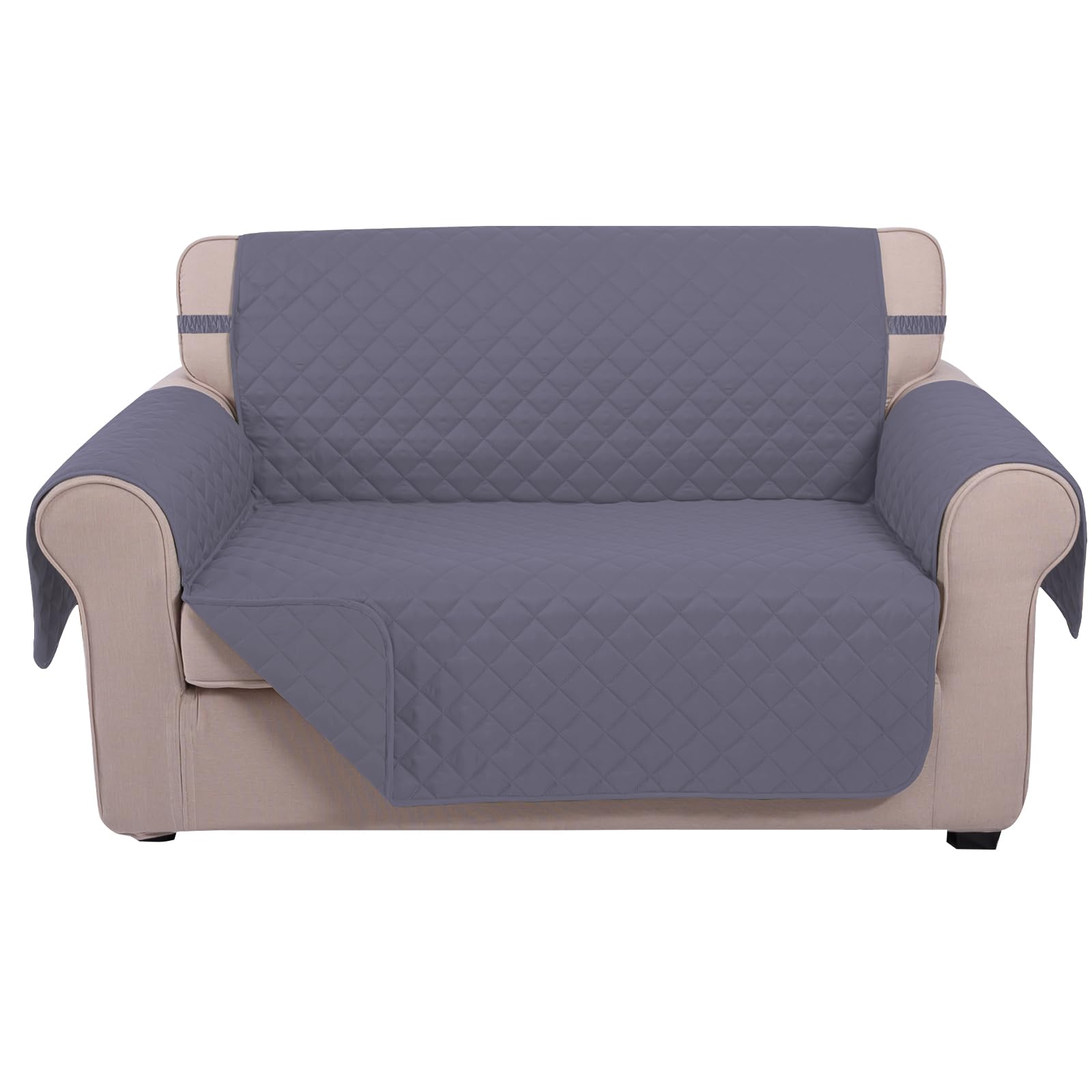 U-NICE HOME Loveseat Sofa Cover Reversible Couch Cover for Dogs with Elastic Straps Water Resistant Furniture Protector for Pets Couch Cover for 2 Cushion Couch (Loveseat, Dark Grey/Dark Grey)