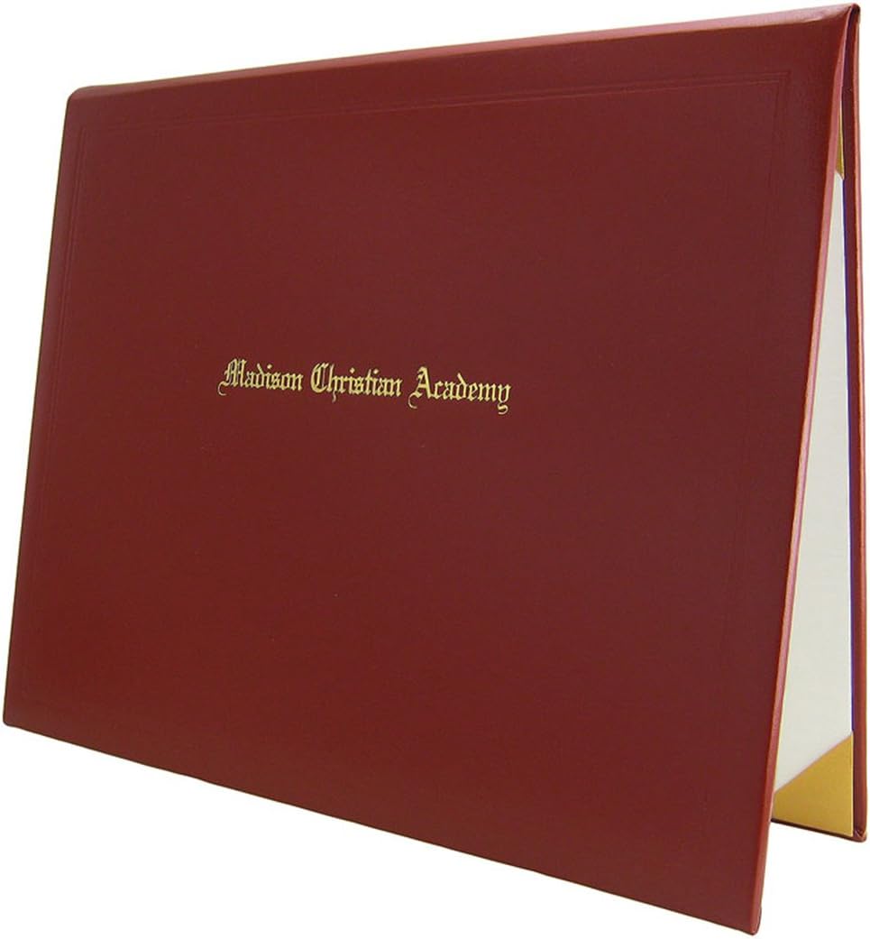 8.5 x 11 Padded Diploma Cover with 1 Line of Custom Text (Red)
