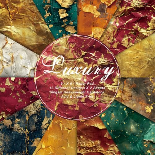 24 Sheets Scrapbook Paper Pad,6"×6” 160gsm Single-Sided Decopodge Craft Paper,Cardstock Papers,Christmas Scrapbooking DIY Decorative Background Art Album Cardmaking Supplies (G)