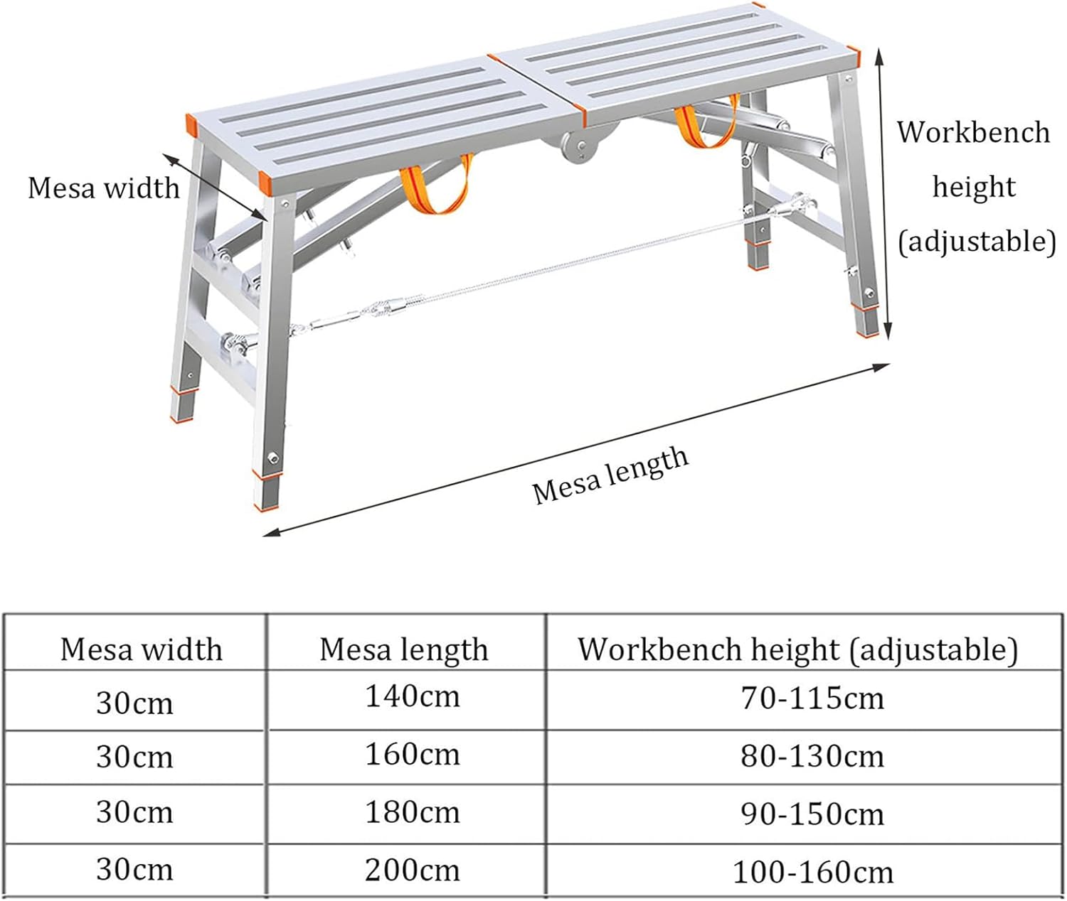 Folding Scaffolding Equipment, Adjustable Height Work Platform, Steel Scaffolding Equipment Tools for Home Improvement Cleaning Windows