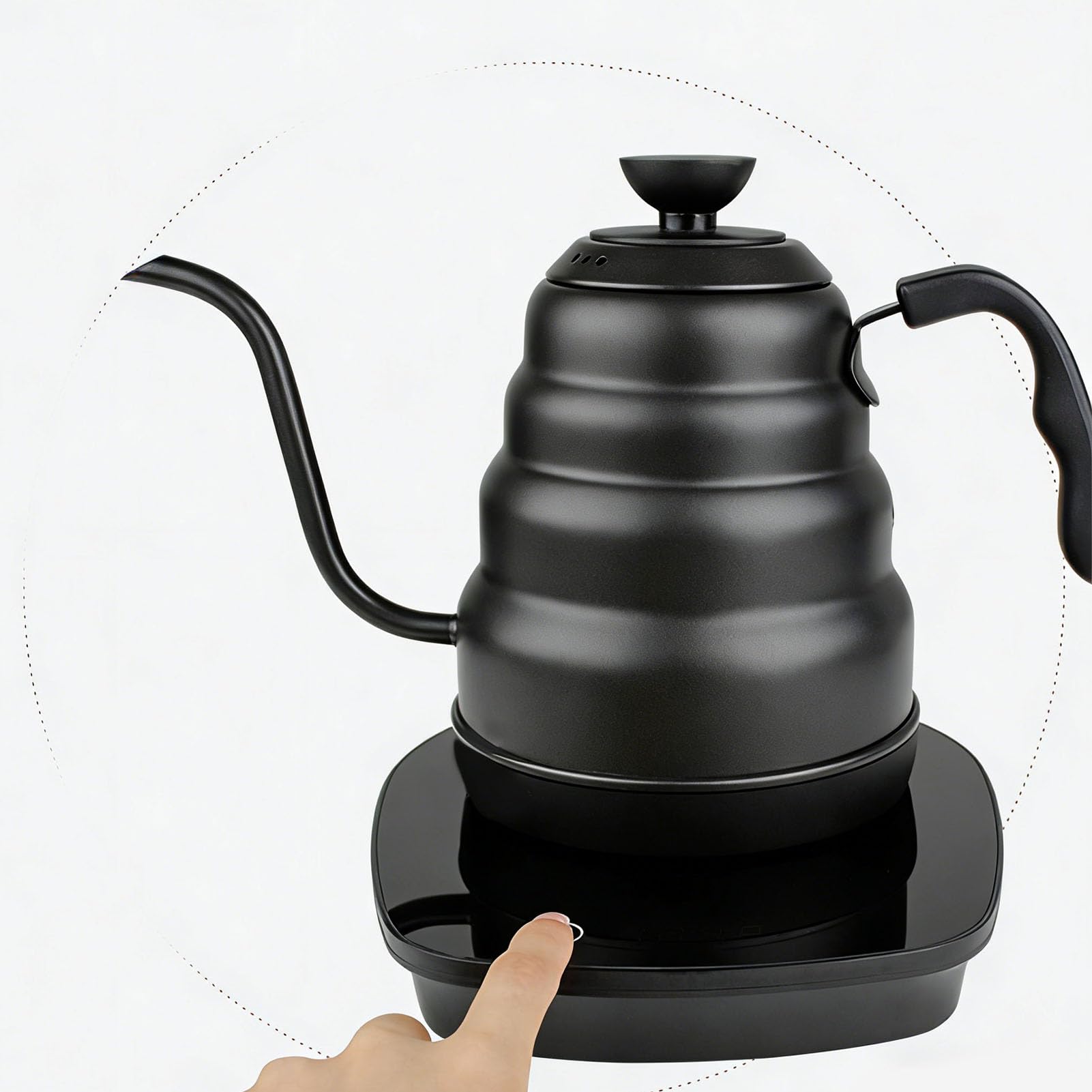Dpofirs Bollitore Elettrico a Collo di Cigno, Bollitore in Acciaio Inossidabile da 600 Ml con Riscaldamento a Frequenza Variabile e Timer, per Uso Domestico in (Spina UE da 100 a 240 V 220V)