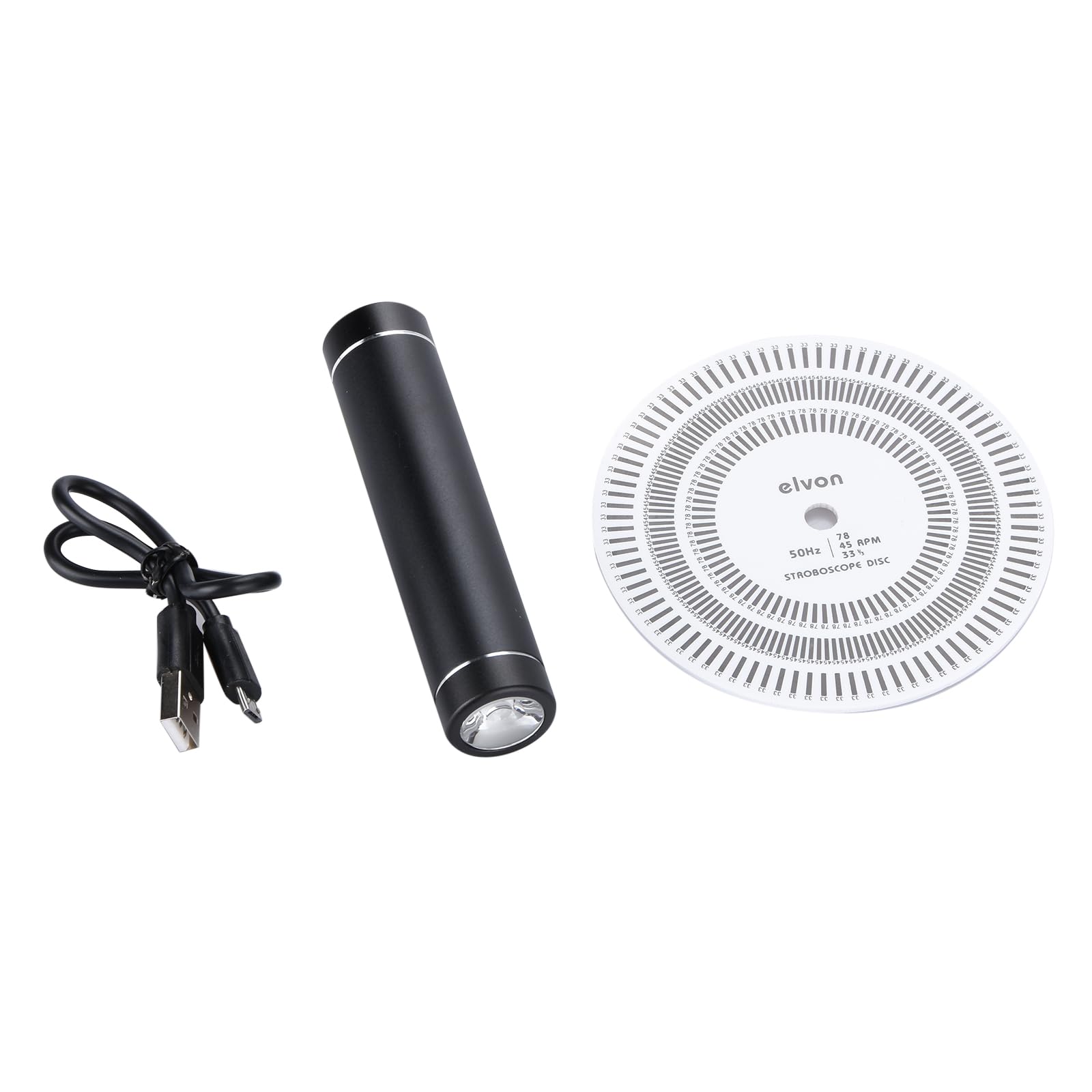 Kit de contrôle de vitesse 50 Hz pour tourne-disque vinyle LP (lumière stroboscopique + disque tachymètre + câble USB)