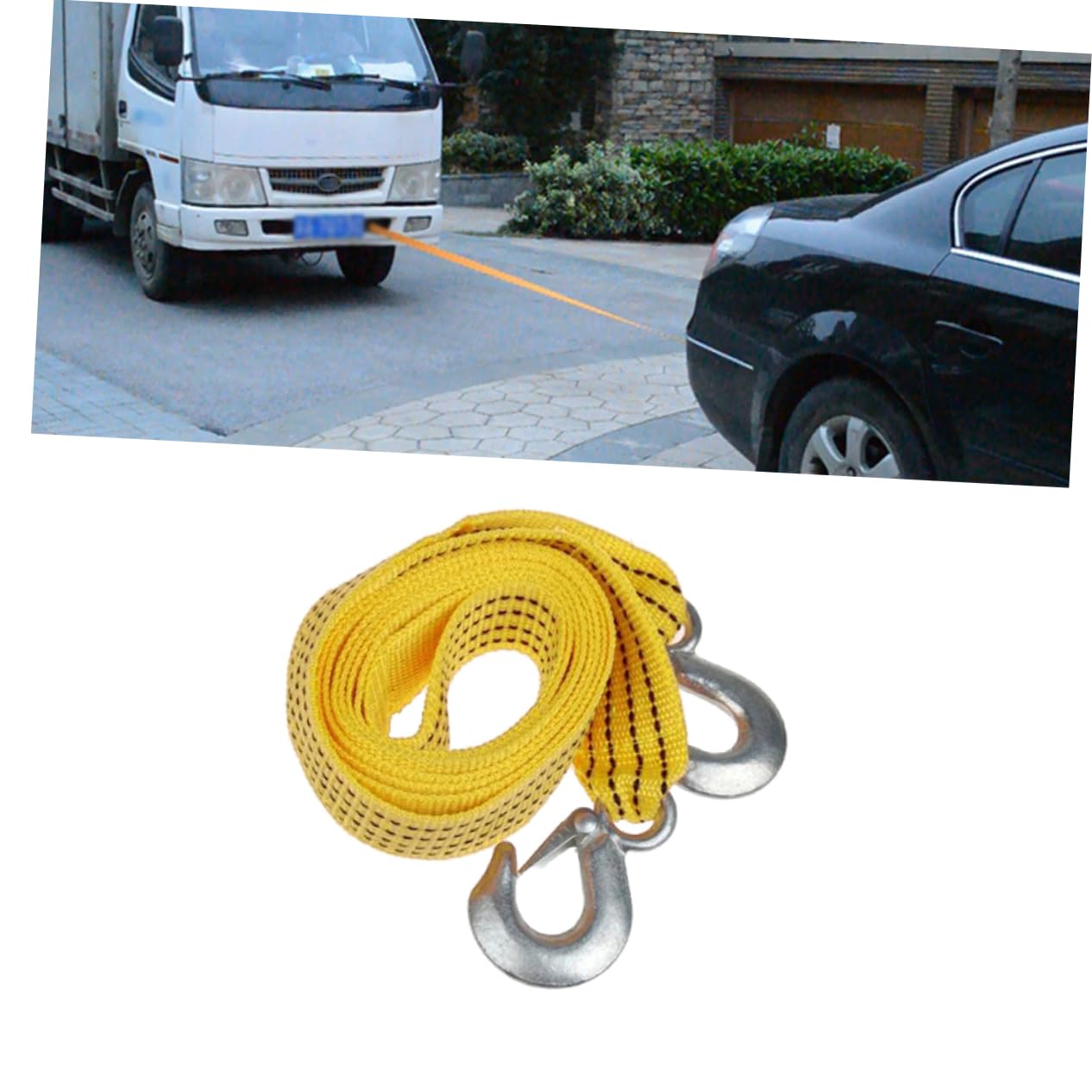 Cuerda de Remolque, Remolque de Coche de Nailon, Cuerda de Cabrestante Resistente, Cuerda de Cabrestante con Ganchos, Cuerda de Cabrestante de Coche/Yellow/Size 1