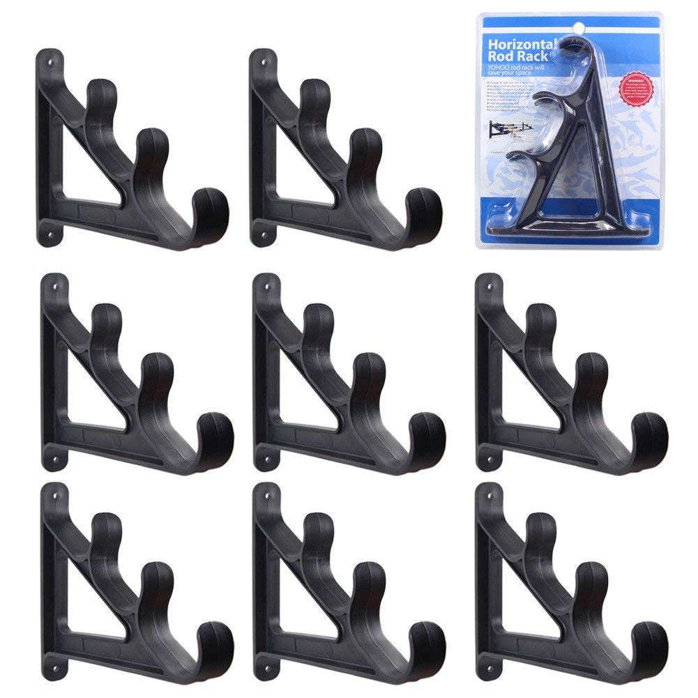 Croch Scaffale da Muro per Canna da Pesca Orizzontale Montato su Parete a Soffitto - Organizzatore Salvaspazio per Canna da Pesca, Bastoncini da Trekking, Bastoncini da Sci, Bastoni da Hokey