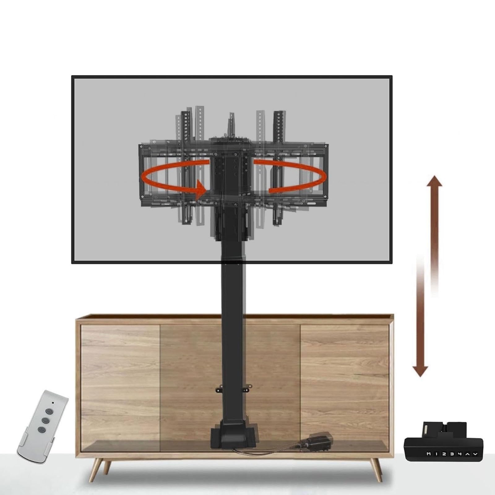 Supporto TV a soffitto - Sollevatore TV Elettrico telescopico con Sollevamento Automatico, Supporto TV motorizzato, Supporto da Pavimento per TV LCD, Adatto alla ma,900-2200mm