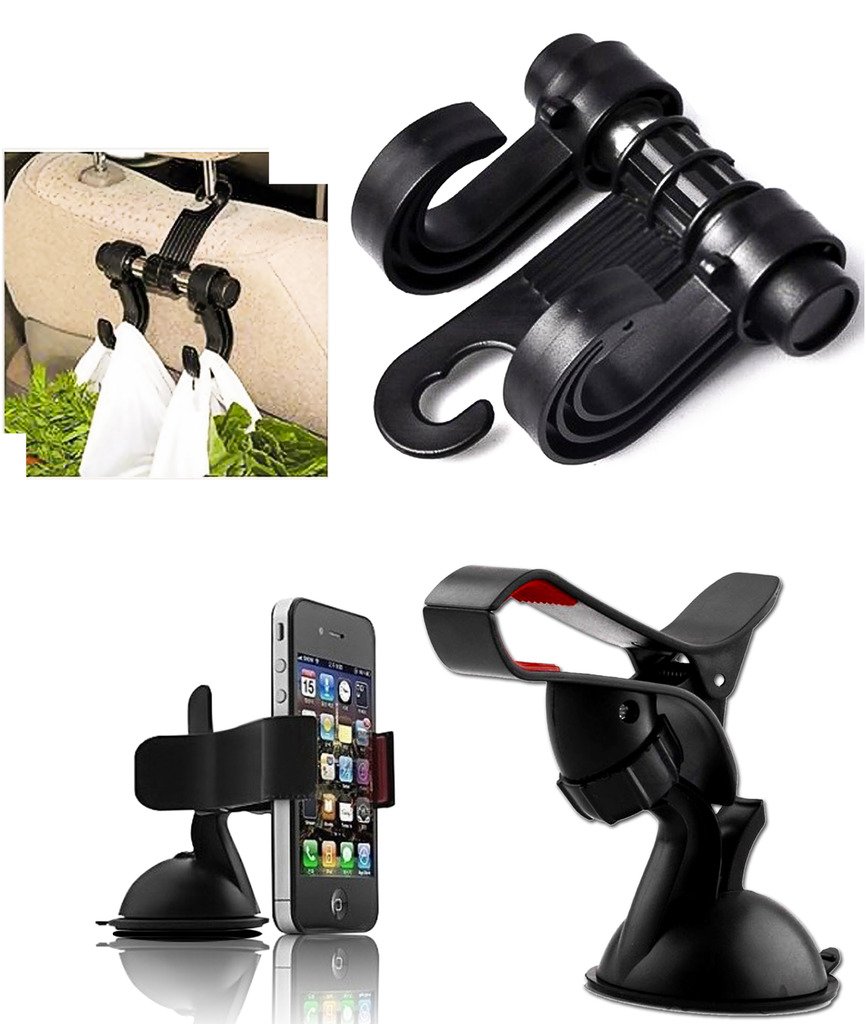 Car Double Hook Headrest Luggage Holder, Car Moblie Stand-image-7