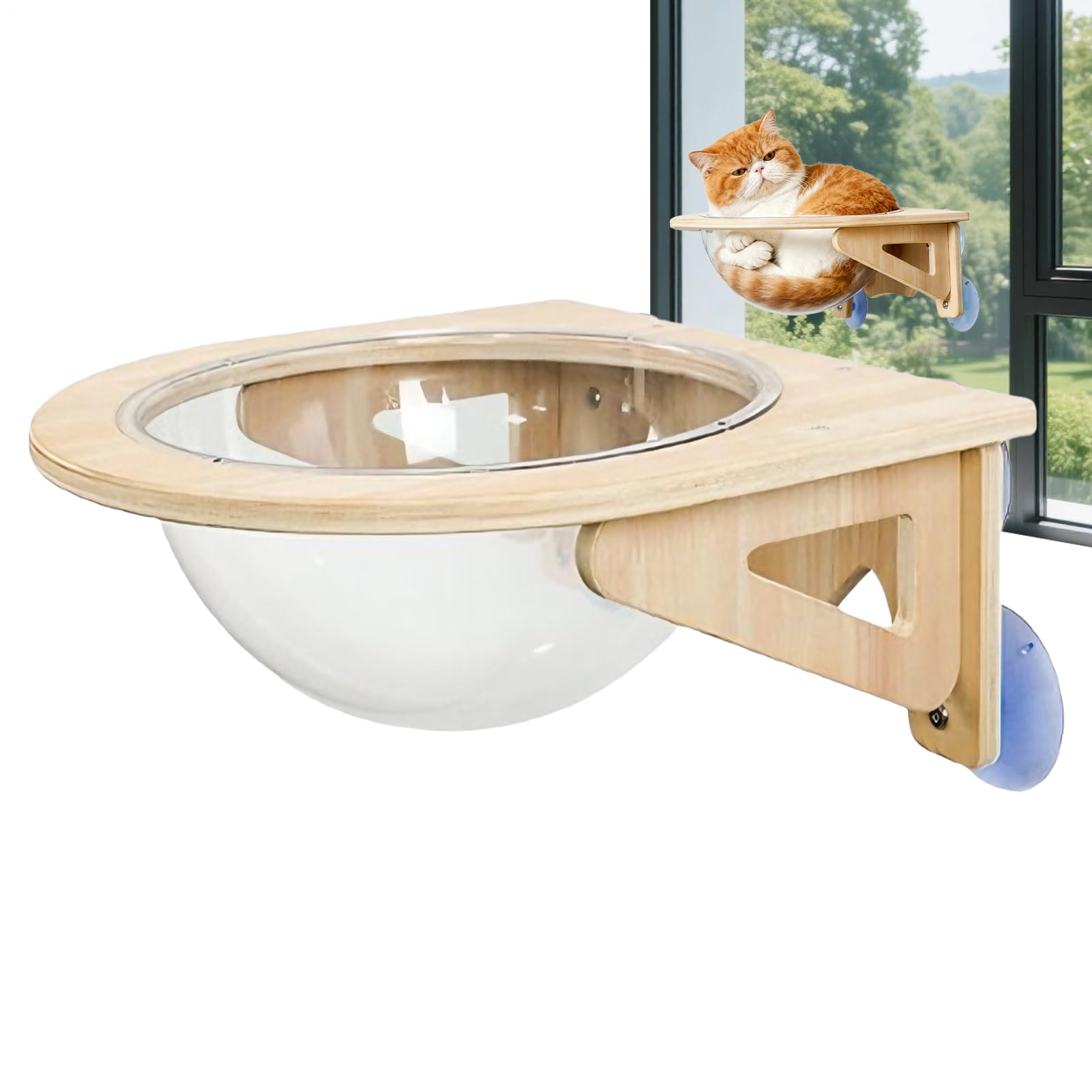 Estanterías para Gatos Montadas en la Pared Cueva de Mascotas con Ventosas | Hamaca Ventana Para Gato en Interiores, Apartamento, Esquina, Lugar de Trabajo, Cocina, Salón, Hogar