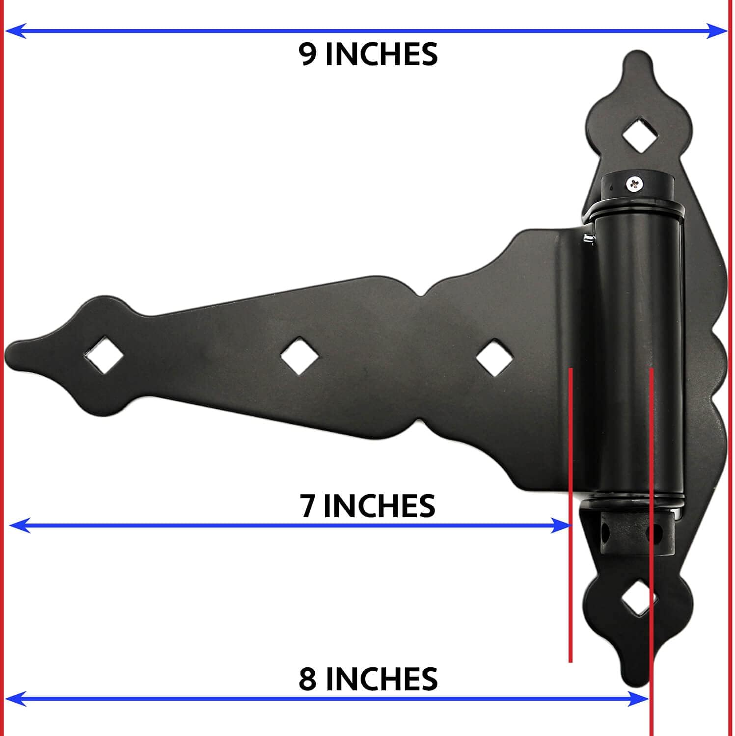 Black Self-Closing T-Strap Gate Hinges - 8" T-Gate Hinge Kit for Wood Fences & Gates, Heavy Duty Hardware - Case of 10