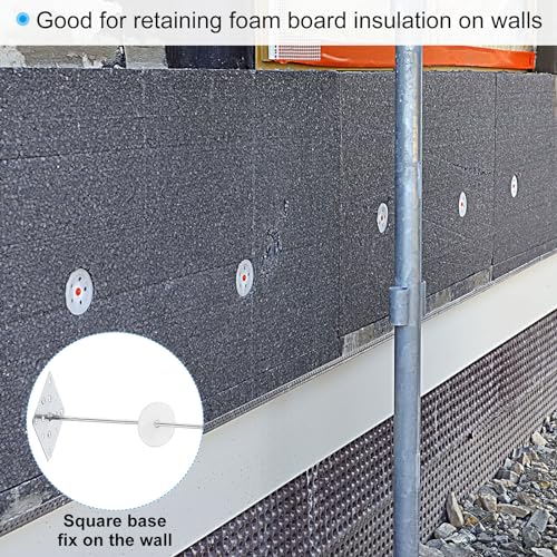 PATIKIL 2 Zoll Perforierte Isolierstifte mit runden Unterlegscheiben, 80er Pack Aluminium Isolierende Nägel Wanddübel zur Befestigung von Schaumstoffplatten an Wand oder Decke