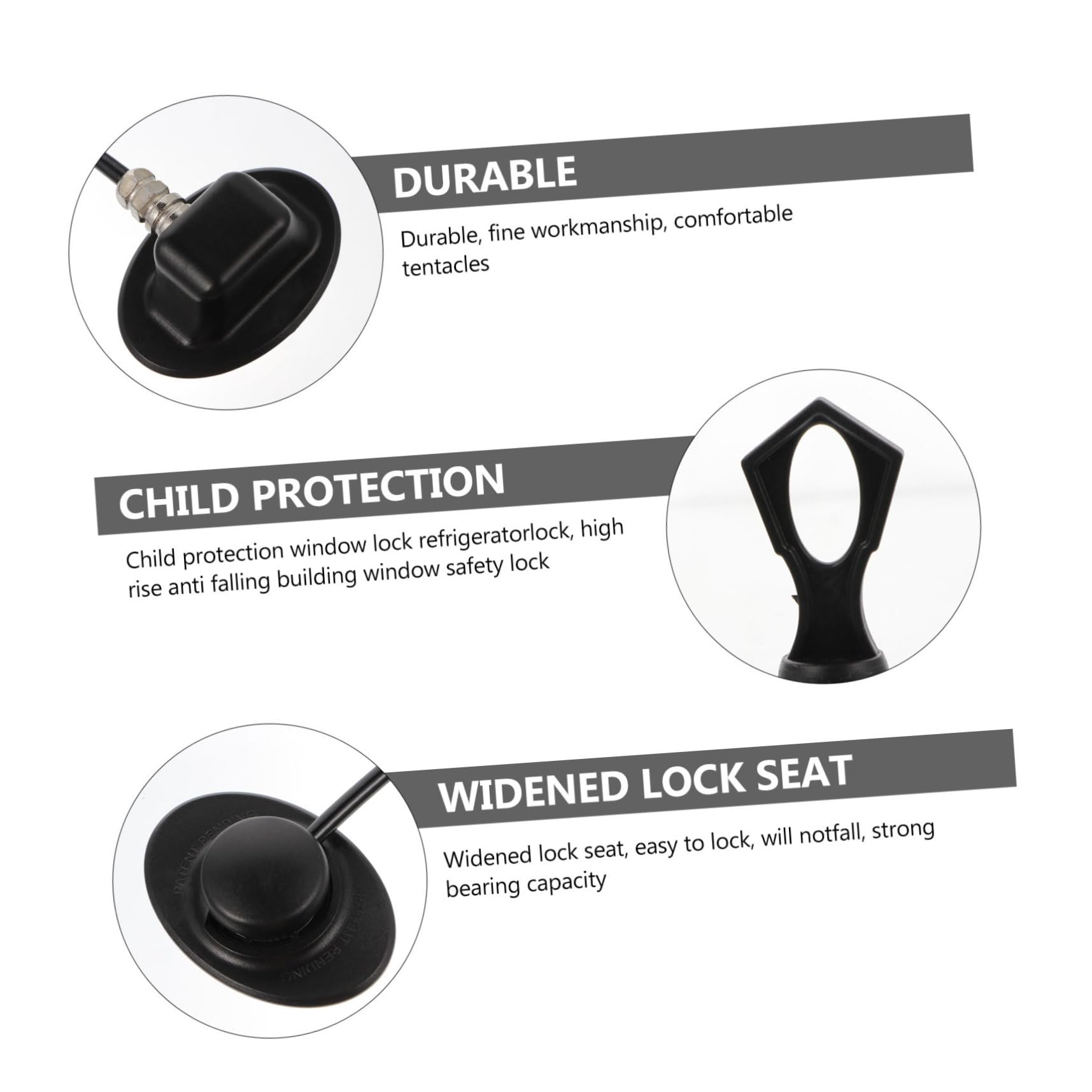 Cerradura 2 de Seguridad Refrigerador para Ventana Juegos Abs Negro