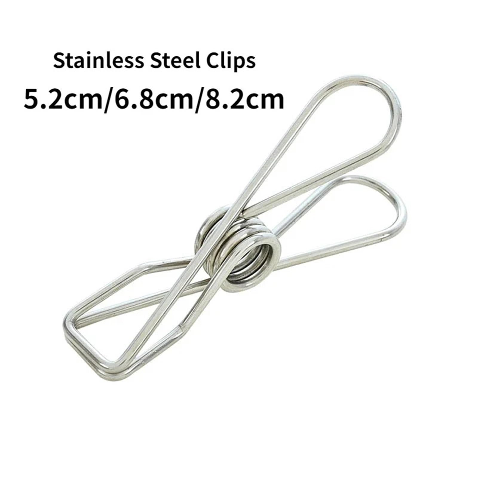 50 Stück 5,2 cm/6,8 cm/8, cm Edelstahl-Clips Wäscheklammern Klammern Halter Kleidung Klemmen Verschlussclip Haushaltswäscheklammer für Kleidung(8.2cm)
