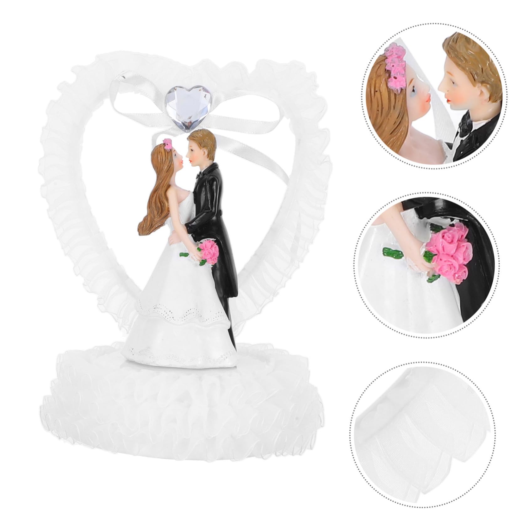 Vaguelly Romantische Hochzeitsdekoration Brautpaar Figur aus Kunstharz Zarte Tischdekoration für Hochzeit Kompakt und Tragbar