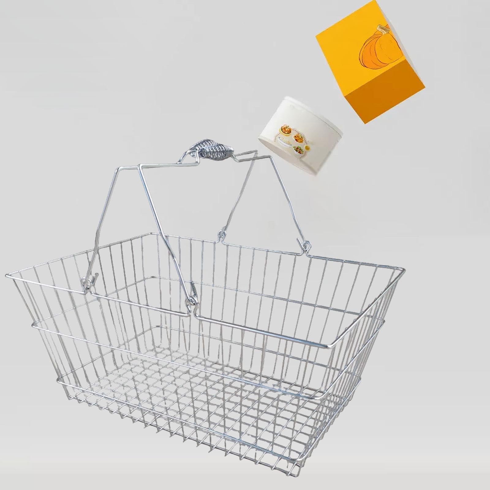 Cestino Portaoggetti Shopping Basket in Impugnatura Comoda per Trasporto di Alimenti Giocattoli E Accessori Adatto a Casa Negozio Bagno, 45cmx30cmx21cm