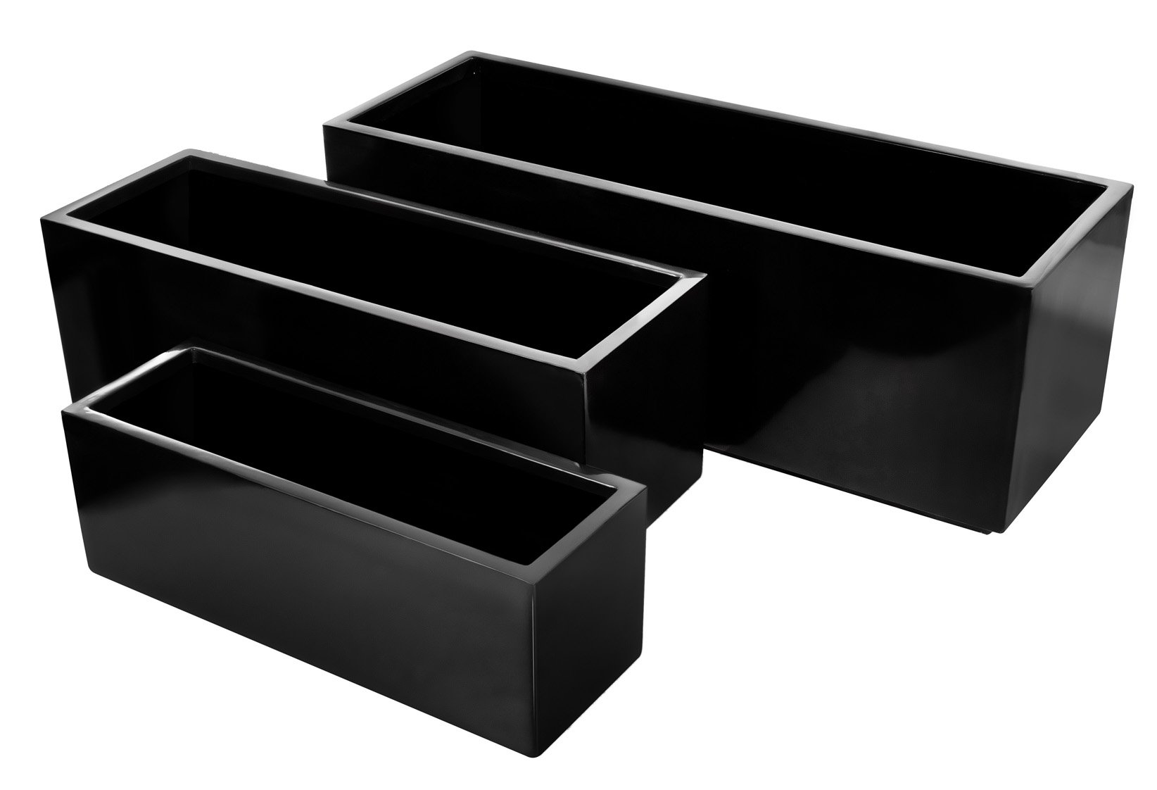 Primrose Fibreglass Trough Outdoor Planter Black Gel Coat Medium 90cm x 30cm (35.4in x 11.8in)