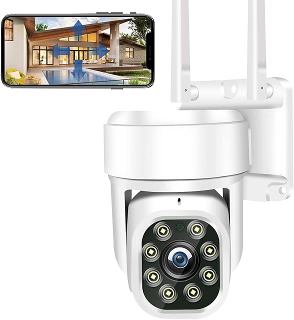 KAMEP 2K Security Camera Outdoor Wireless with Color Night Vision, 4MP PTZ CCTV Camera with 355°Pan 110°Tilt, Home Wifi Wired IP Camera Auto Tracking PIR Motion Detection, Two-way Audio