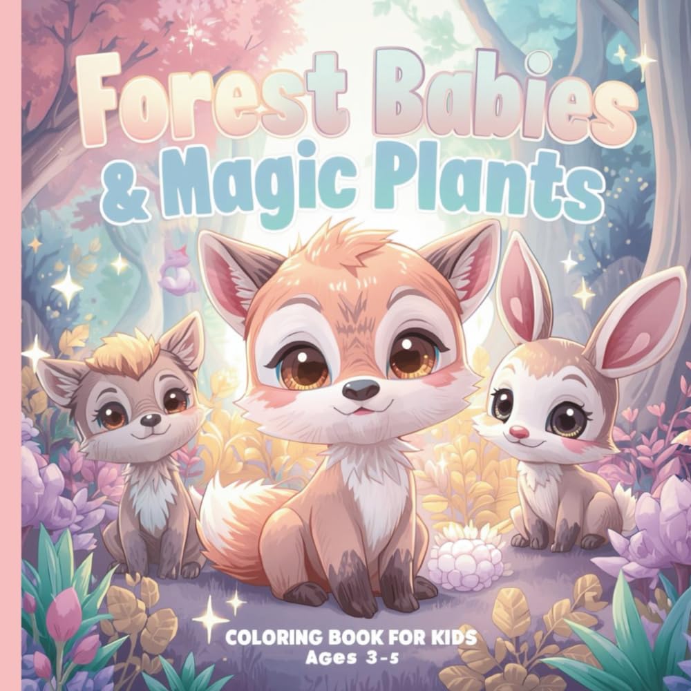 Forest Babies & Magic Plants – Coloring Book for Kids: Cute Baby Animals, Magical Plants & Easy Coloring Fun for Ages 3-5