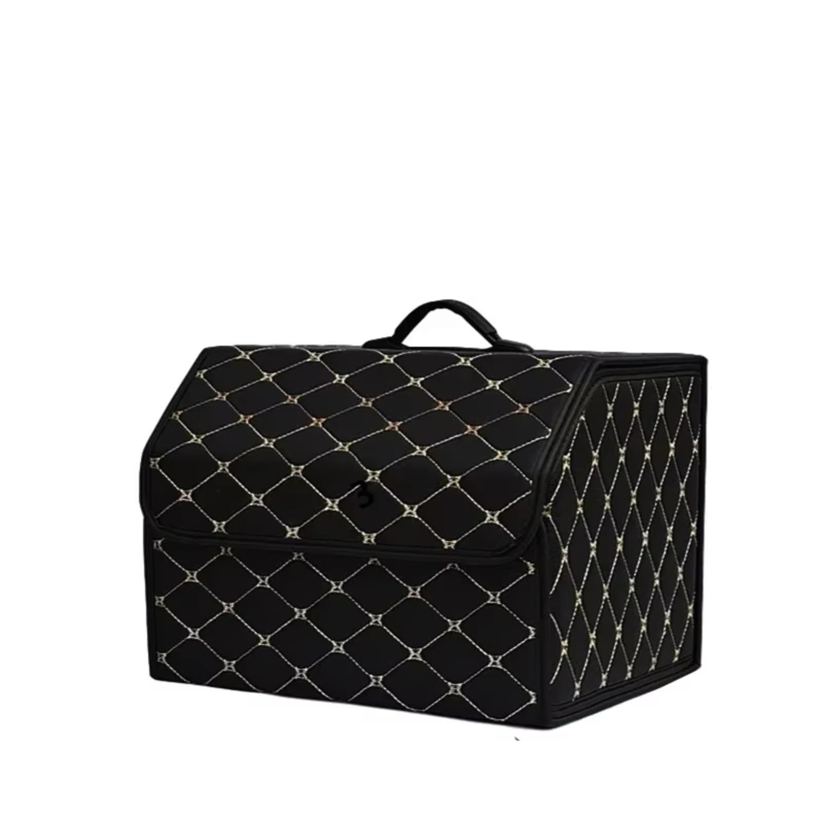 Car Boot Organizer for Buick Encore 2013-2019, Thickened Car Boot Tidy Storage Box Groceries Trunk Organizer,Black with Gold Lines-M