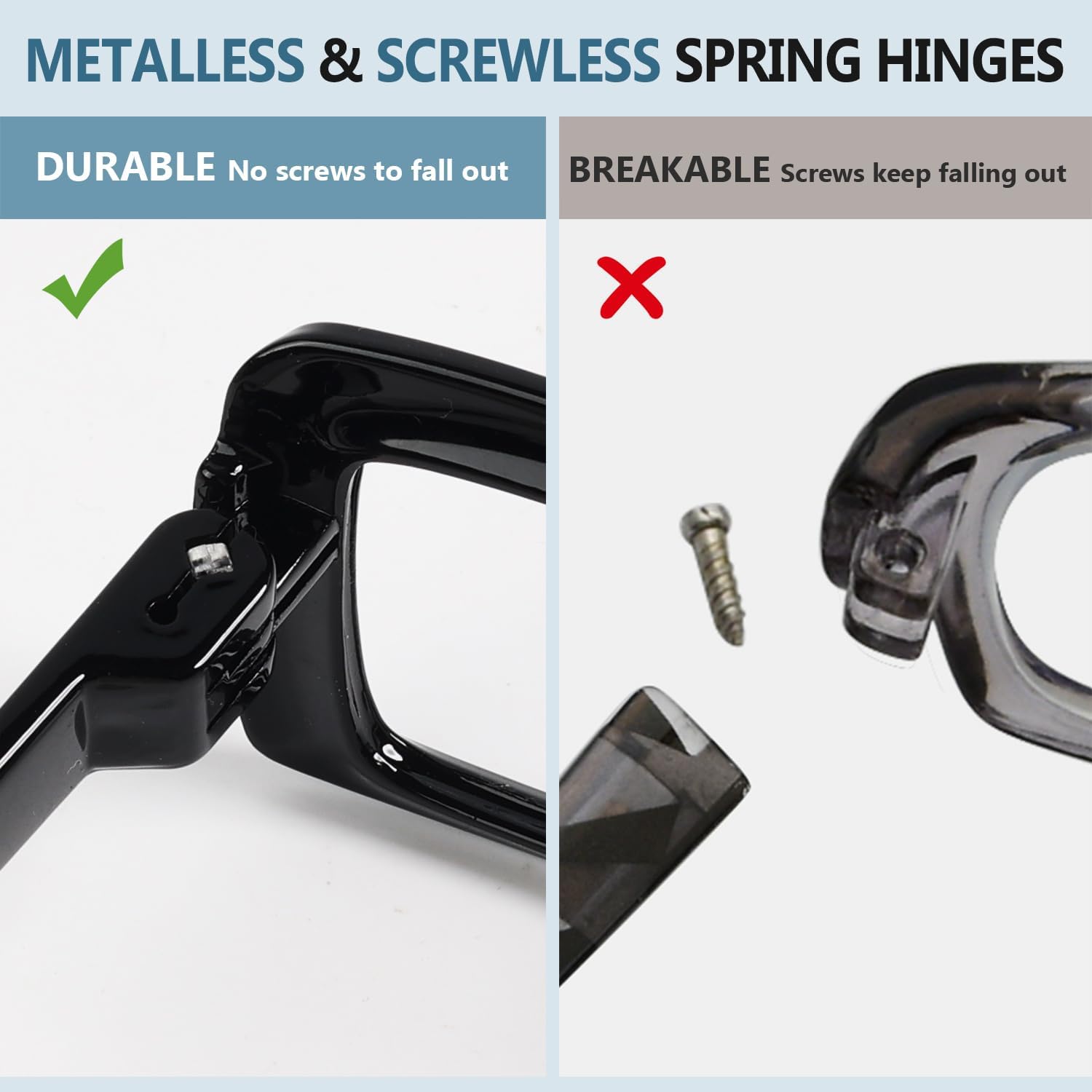 GUD Square Reading Glasses with Screwless Spring Hinge Metalless 6 Pack Women Oversized Thick Frame Readers - Image 4