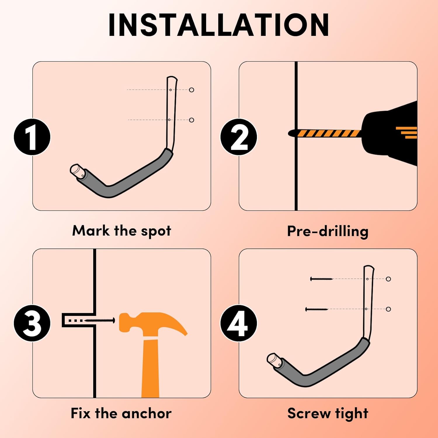 Kayak Storage Rack,Kayak Rack for Garage,Kayak Wall Mount Kayak Wall Rack with Nylon Straps,Heavy Duty Kayak Hanger Kayak Hook Suitable for Kayaks and SUP Paddle Board(4Pack,6 Colors)