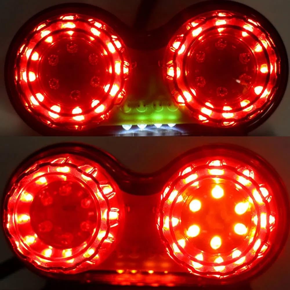 Fanale Posteriore Universale Per Moto A LED Indicatore Di Direzione Del Freno Integrato Lampada Avvertimento Con Staffa Per Targa(Red shell)